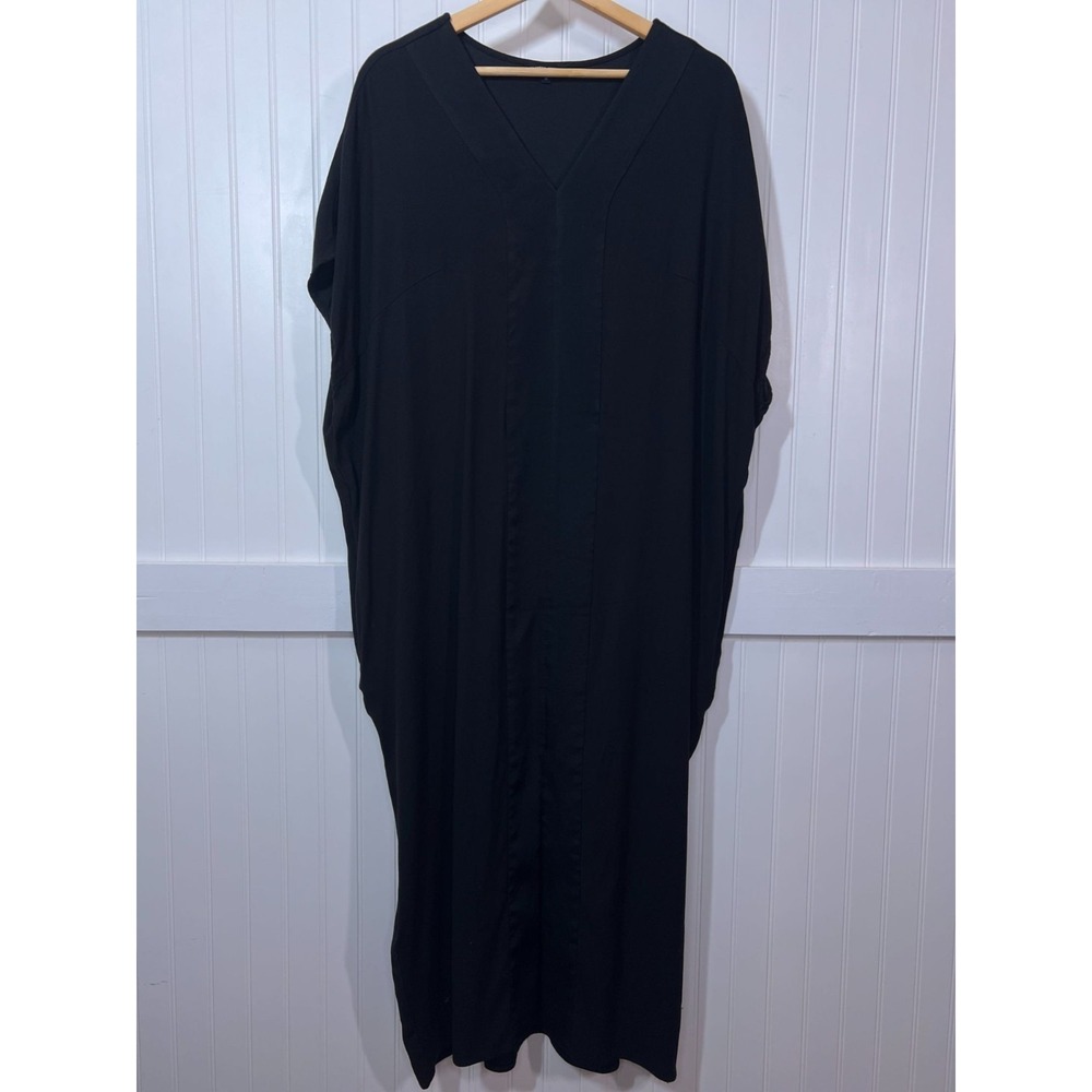 Universal Standard Dress Black Lagenlook Witchy Oversized Short Sleeve Pockets M